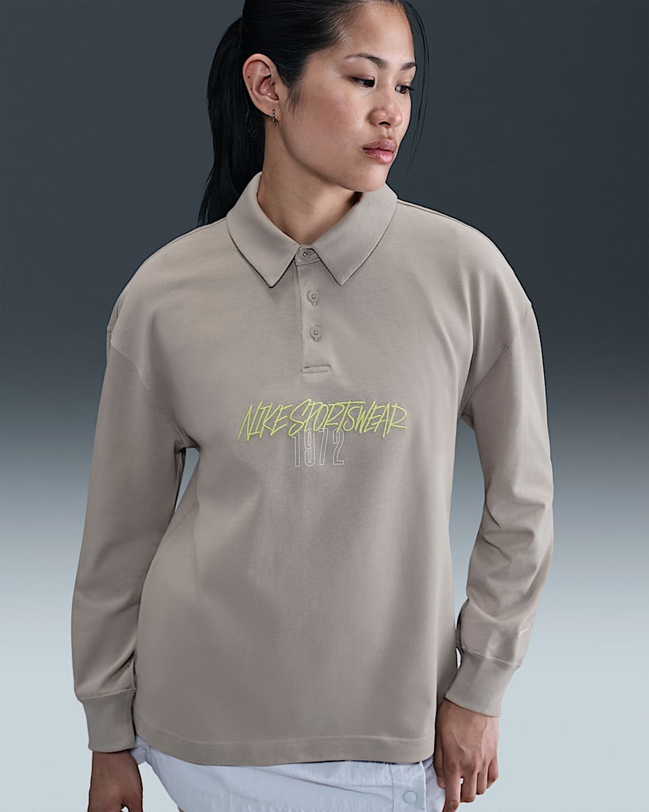 最新作 Essential Sportswear Nike Women's Polo Long-Sleeve Oversized トップス